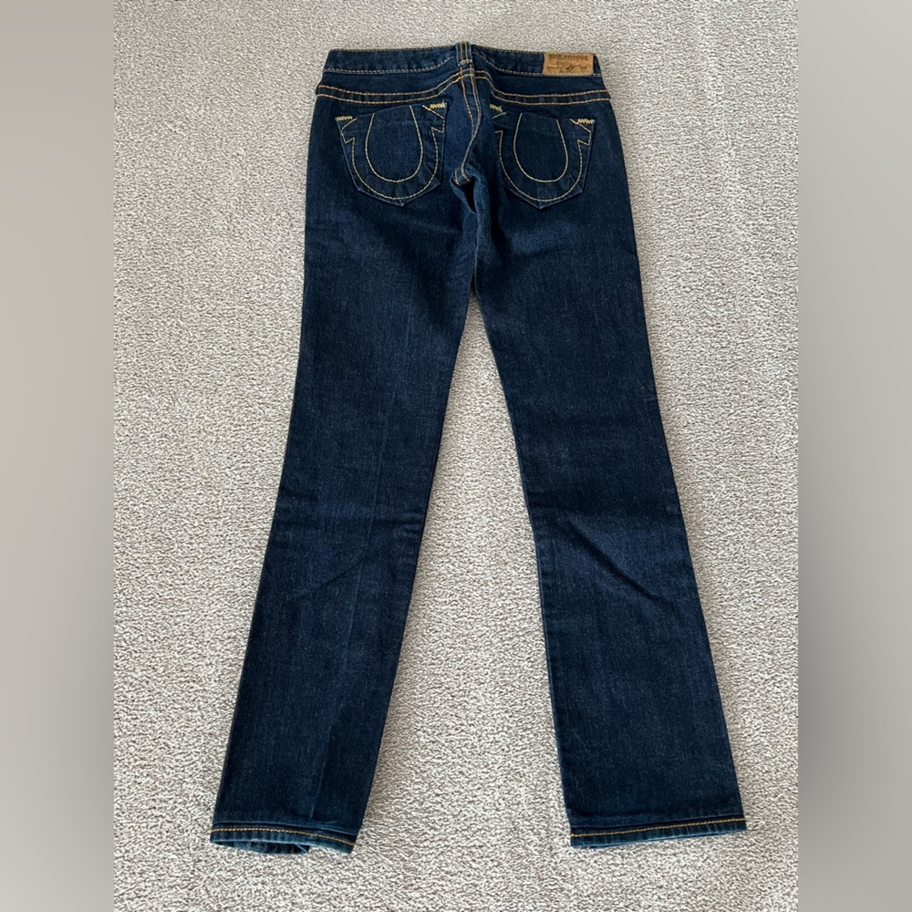 True Religion Straight Leg Dark Blue Denim Jeans - Picture 6 of 14